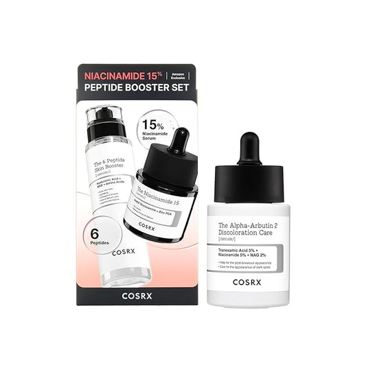 COSRX Niacinamide 15% Peptide Booster Set + 2% Alpha Arbutin Discoloration Care Serum