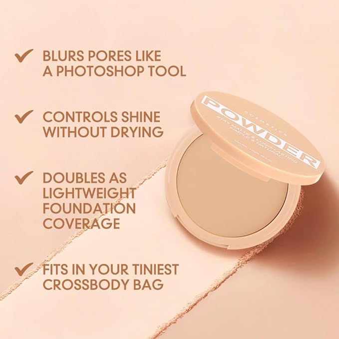Pressed Matte Face Powder Makeup & Setting Powder for Poreless Wrinkle Blurring Contour Concealer Finishing,Lightweight,High Coverage,Shine Control, Brown-Matte
