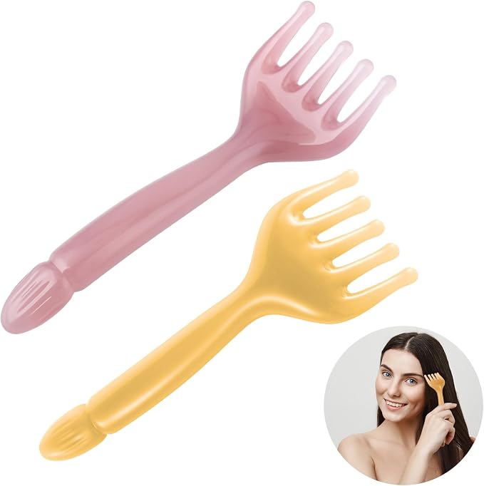 WY LIGHTING LEVEL 2Pcs Head Massager Manual Hair Scalp Massager Gua Sha Five Claw Massage Tool Comb Portable Handheld Resin Relax Tool for Father's Day Mother's Day Gifts (Amber; Cloud Brown)