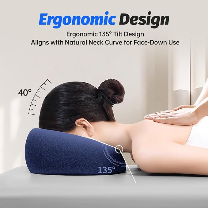 xiaomubiao Face Down Pillows for Massage Table, Massage Headrest for Bed, Face Pillow for Stomach Sleeping, BBL Pillow After Surgery Post Eye Surgery & Vitrectomy Recovery, Removable Cover Navy Blue