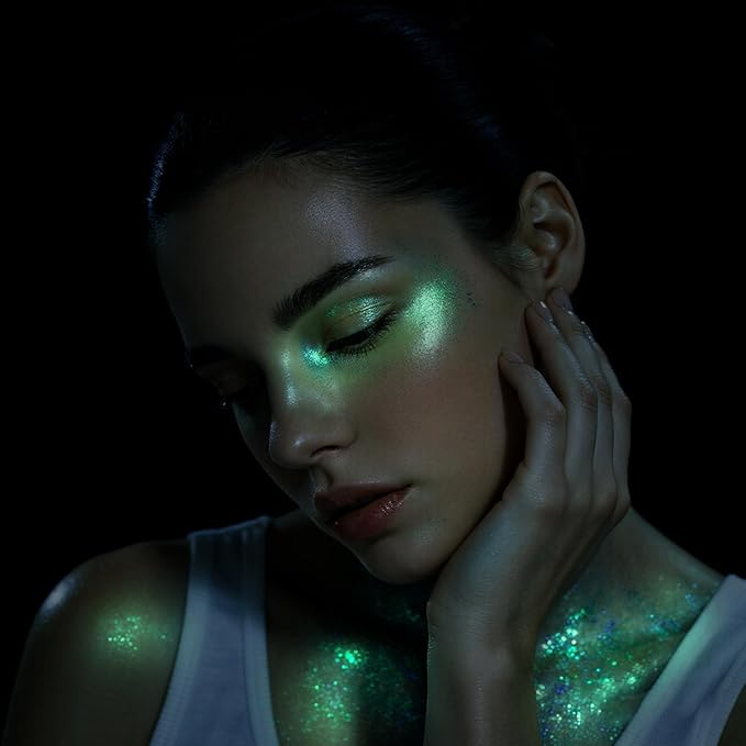 6 Colors Glow in The Dark Glitter Gel for Face Body and Hair, UV Black Light Makeup Glitter Gel for Raves Festivals Party Halloween (Type 2)