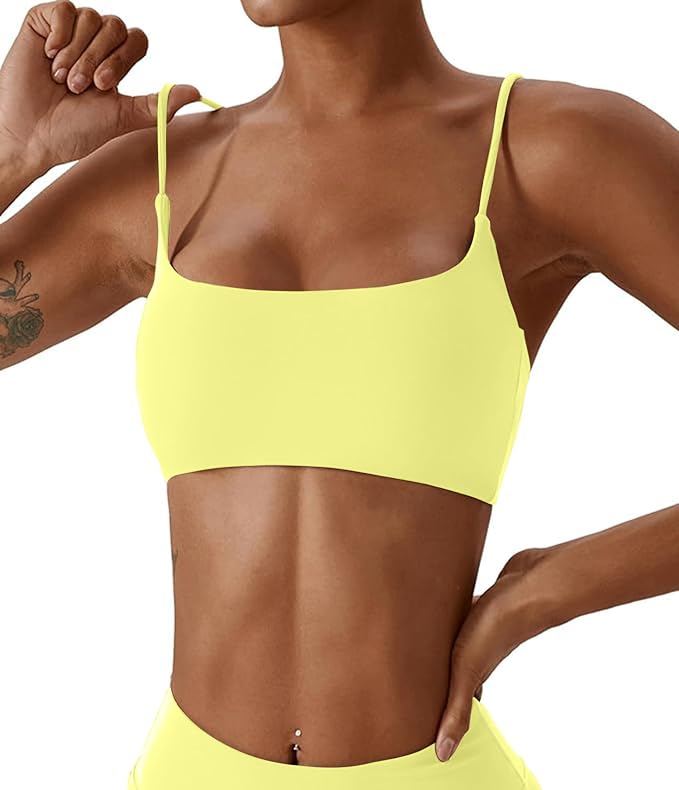 Comper Women's Sports Bras Wirefree Racerback Workout Bras Sexy Thin Straps Yoga Sport Bras with Removable Pads