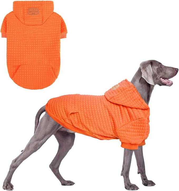 BEAUTYZOO Dog Hoodies Sweater for Large Dogs,Waffle‑Like Laminated Pet Coat | Warm Dog Sweatshirt with Pocket & Leash Hole,Pullover Clothes for Girl Boy Dogs,Stretchy & Easy‑On‑Off,Labrador & Great Danes