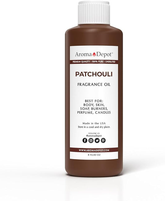 Aroma Depot Patchouli 8 oz Fragrance Oil I Perfume I Skin Oil I Scented Oil. DIY Projects Such as Candles, Bath Bombs, Body Butters, Creams & Lotions. Few Drops in The Diffuser, Burners, or Warmers.