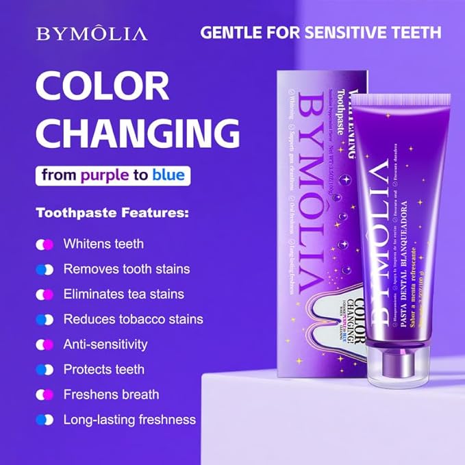 Bymolia Fluoride Free Toothpaste, Appropriate for Sensitive Teeth, for Adult, Kids Oral Care - Whitening* Refresh Mint, 3.5 oz
