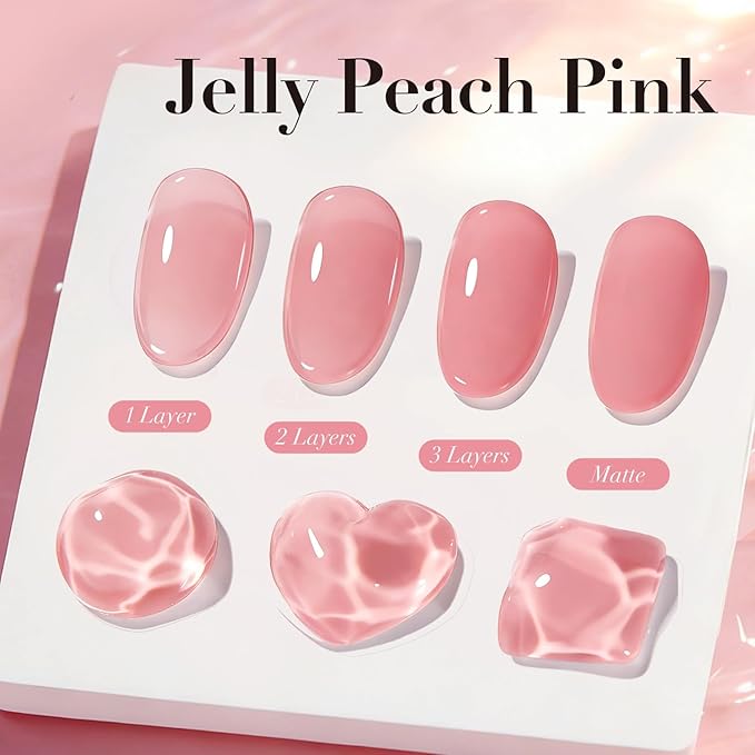 AZUREBEAUTY Jelly Nail Polish Semi-Translucent Blush Pink Sheer Color Fast Drying Natural Regular Toe Nail Polish no Gel Home Salon DIY Women Gift