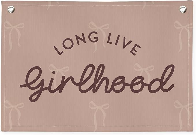 Pink Girls Room Decor，Vintage Coquette Bow Hanging Linen Banner Flag for Baby Girls Nursery Teen Girl Bedroom Dorm Decorations Kids Toddler Room Nursery Playroom Wall,girlroom