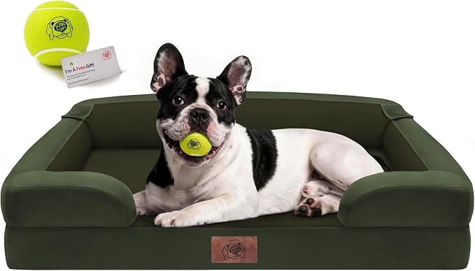 Orthopedic Dog Bed for Medium Large Size Dogs, Memory Foam Pet Couch Sofa with Washable Removable Bolster Cover, 30 x 20