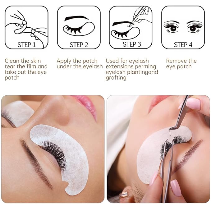 myaokue-up 100 Pairs Eye Gel Pads, Lint Free Under Eye Patches for Eyelash Extensions, Premium Eye Mask Beauty Tool Kit