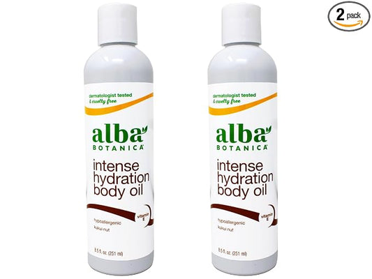 Alba Botanica Hawaiian Body Oil Kukui Nut 8.5 Ounces 2 Pack