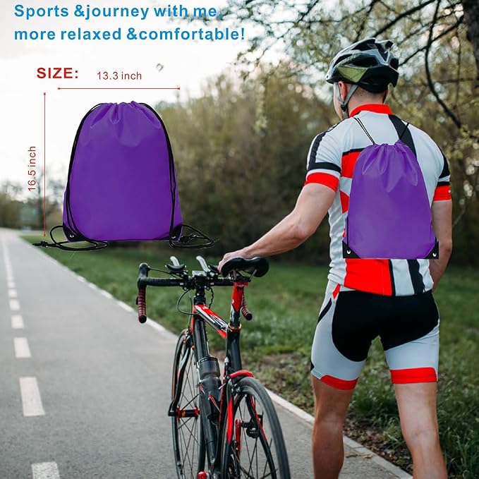 Drawstring Backpack Bulk 24Pcs Draw String Backpack Bags DIY Gym Sports Traveling Yoga Cinch Bag Sackpack Drawstring(purple)