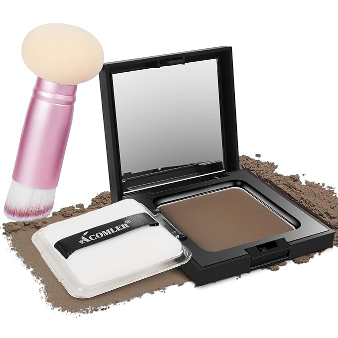 Acomler Root Touch Up Powder, Hairline Powder for Thinning Hair, Root Touch Up Hair Color, Gray Hair Coverage for Women Men Cover Up, Hair Loss Concealer Includes Makeup Brush (Light Brown, 0.42oz)