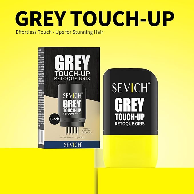 SEVICH Grey Hair Touch-Up Stick & Hairline Powder Combo, Root Concealer for Gray Hair Coverage, Waterproof & Smudge-Proof Formula for Instant Root Touch Up and Sparse Hairline Filler (Dark brown)
