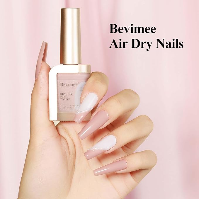 Nude Nail Polish Quick Dry, Natural Sheer Color Nail Lacquer, Long Lasting & Fast Drying, Fingernail Concealer Polish, 12ML for French Manicure Gift