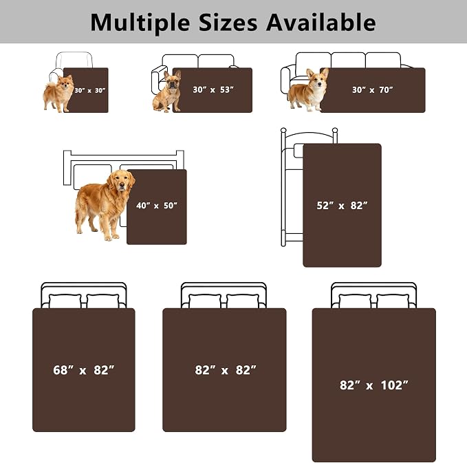 Waterproof Couch Cover for Dogs - Washable Pets Furniture Protector | TPU Leak-Proof Liner, Lightweight & Reversible, Fits Chair, Sofa, Bed, 40" x 50" , Chocolate/Cream
