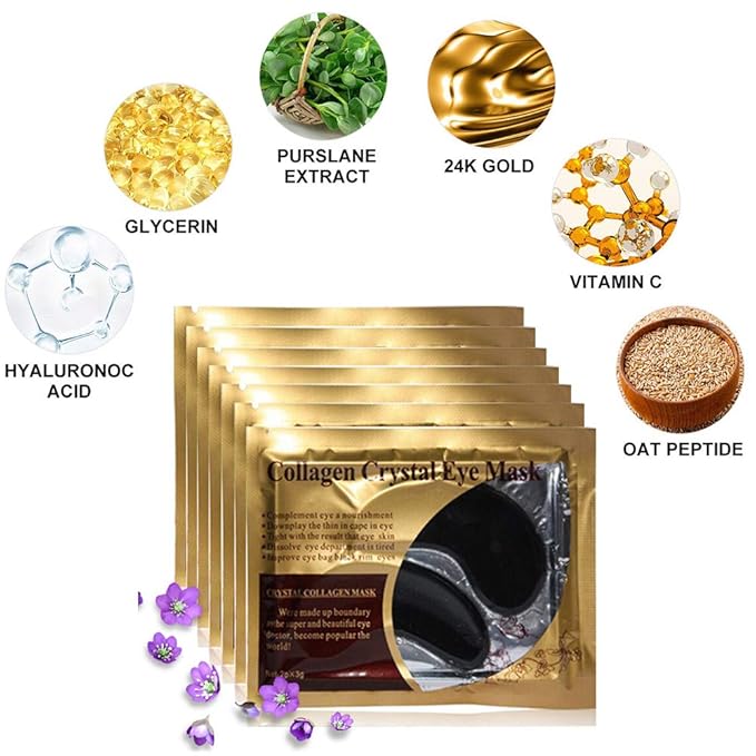 Eye Mask, 30 Pairs Collagen Under Eye Patches, Black Crystal Eye Gel Pads for Reducing Dark Circles, Lighten Wrinkles Anti-Aging Moisturizing, Fine Lines Eye Bags Puffiness Women Men