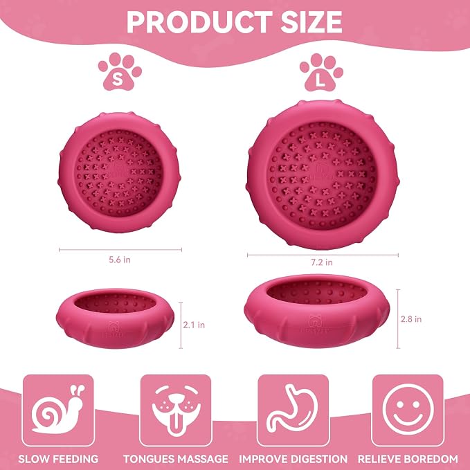 Dog Lick Bowl, Bestalk Wobbly Freeze Bowl Enrichment Feeder for Dogs, Anxiety Relief Lick Mat Puzzle Toy for Distraction, BPA Free Silicone, Dishwasher Safe(Rose,S)