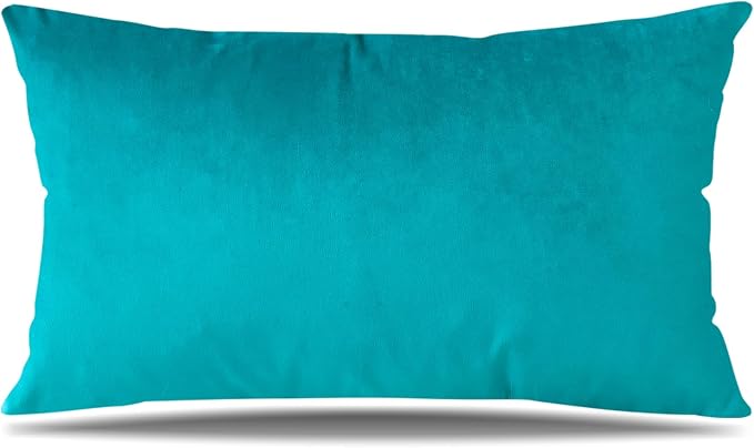 Artscope Luxury Velvet Pillow Covers Super Soft Decorative Square Throw Pillow Covers Case Cushion Covers for Sofa Couch Bedroom Car Decor 12x20 Inch Turquoise
