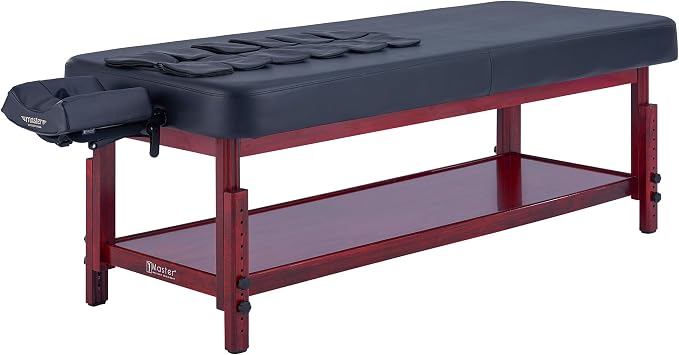 AirMaster-II 30" Professional Stationary Massage Bed | AirWave Compression & Full-Body Stretching | 3D Lumbar Traction Support | Spa & Home Wellness Table - Black/Mahogany