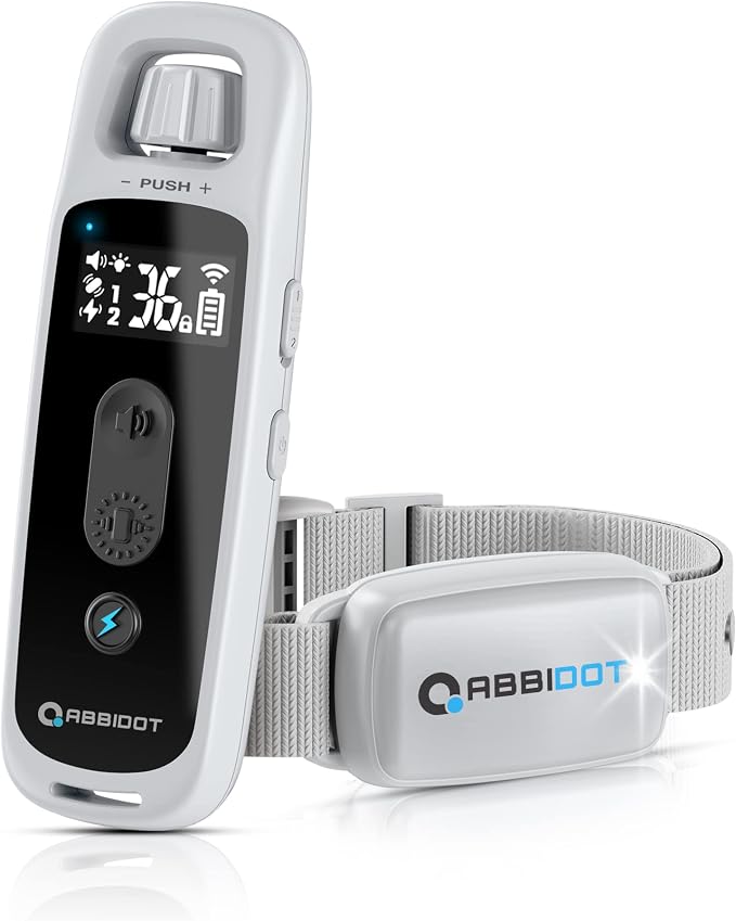 ABBIDOT Shock Collar for Dogs, 3300 FT Dog Training Collar with Remote, IPX7 Waterproof with 4 Training Modes, Rechargeable E-Collar for All Breeds (15-120 lbs) (Light Blue, 1 Collar)