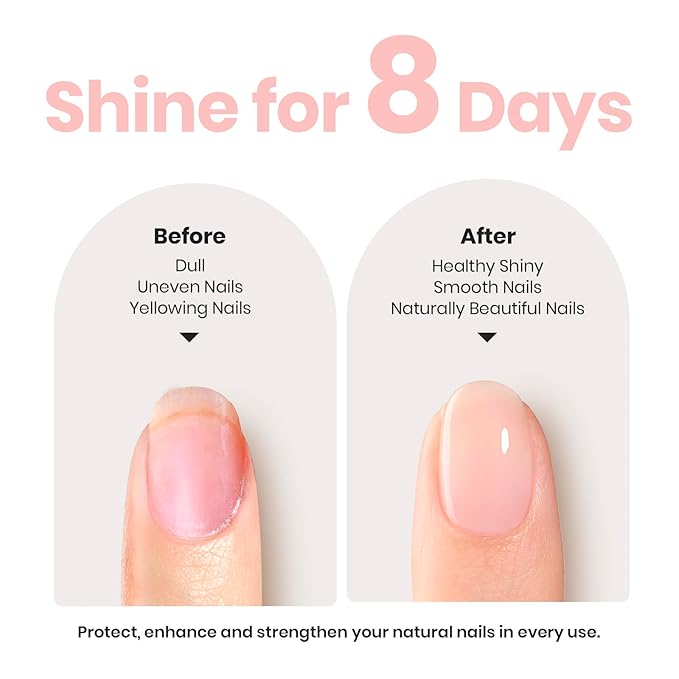 Beetles Nail Strengthener and Growth - 2 In 1 Nude Pink Nail Polish Nail Concealer Fast Dry Quick Jelly Natural Nail Strengthener and Growth Treatment for Thin and Damaged Nails,0.51 FL OZ