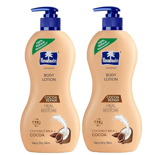 Parachute Advansed Cocoa Repair Body Lotion for Very Dry Skin, Intense Moisture with Coconut Milk and Cocoa, 13.5 Fl oz, Pack of 2