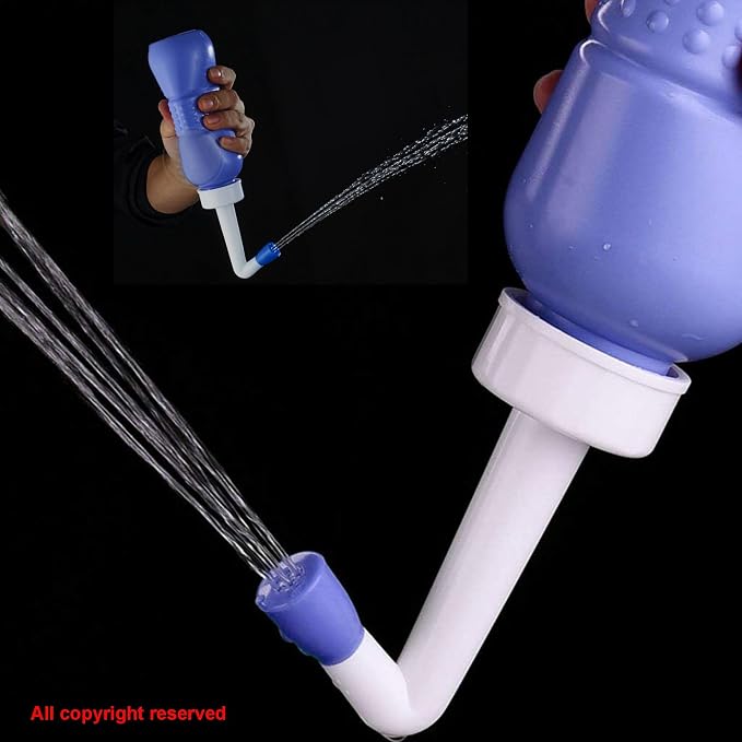 2PCS-Pack 2in1 Vaginal Douche Perineal Irrigation 650ML Portable Bidets + Pocket Bidet Pipe, Travel Bidet with Waterproof Cap, Peri Bottle for Postpartum Essentials