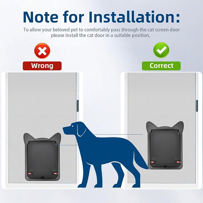 AuraSphere Pet Screen Door Magnetic Lock for Small Dogs and Cats | Size L (10.12x8.15in). For Screen Doors. Easy DIY Install. Durable, Scratch-Resistant. Safety Latch for Pets.