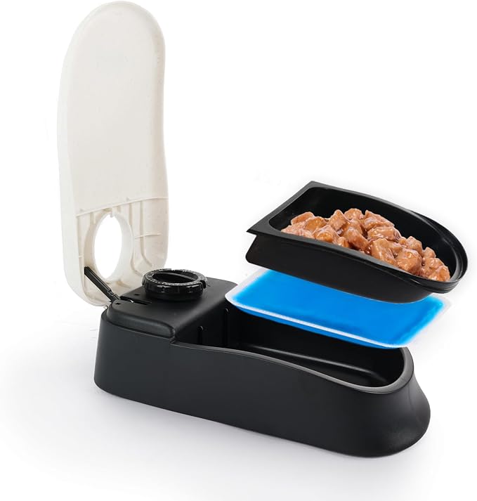 PAWISE Automatic Cat Feeder, Meal Automatic Timer for Cats and Puppy, 48-Hour Timer, Pet Feeder with Ice Pack for Wet or Dry Food, 1.5 Cups Dog Cat Food Dispenser