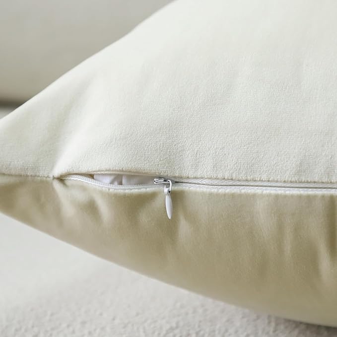 Artscope Luxury Velvet Pillow Covers Super Soft Decorative Square Throw Pillow Covers Case Cushion Covers for Sofa Couch Bedroom Car Decor 22x22 Inch Cream White