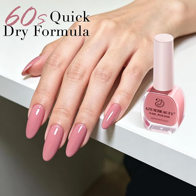 AZUREBEAUTY Valentine's Nail Polish, Hazy Rose Quick Dry Nail Lacquer Natural Strengthening Treatment Kit DIY Salon at Home Women Gifts 0.34 fl oz