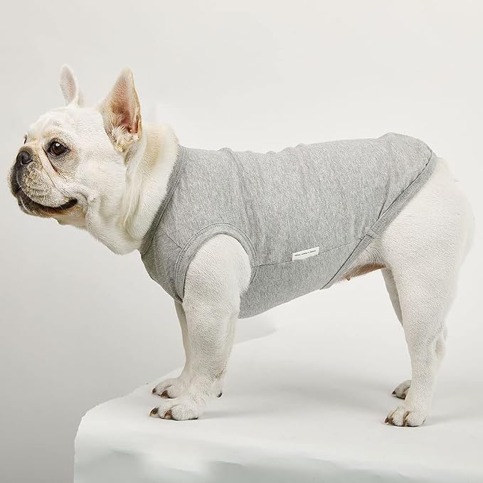 Dog Sleeveless Tank Top Cotton Shirts for Dogs Plain Sleeveless T-Shirts Soft Breathable Cool Dog Shirt pet Clothes (X-Large, Gray)