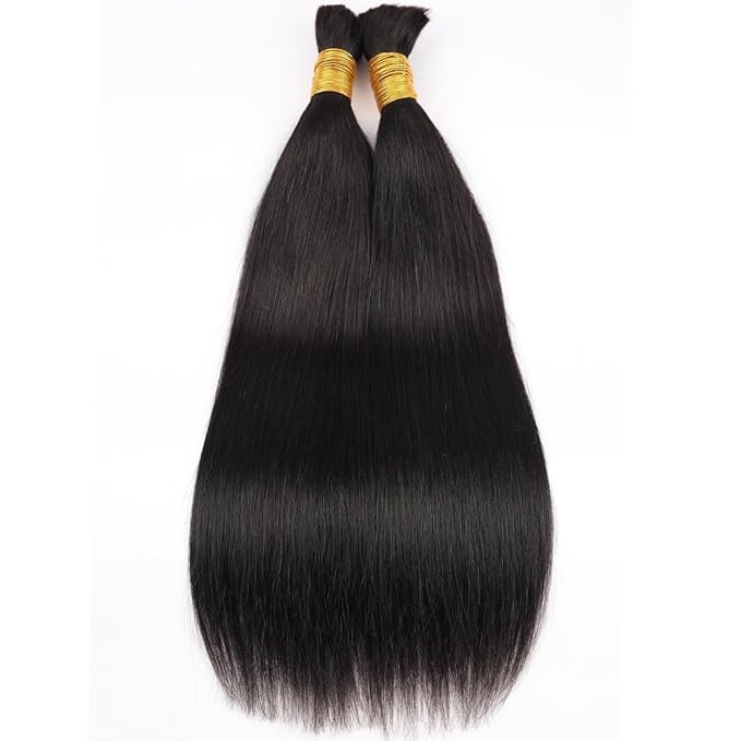Human Braiding Hair for Boho Braids 16inch Straight Bulk Human Hair Extensions for Braiding No Weft Brazilian Virgin Hair for Black Woman Straight 1 Bundle 100g Natural Black