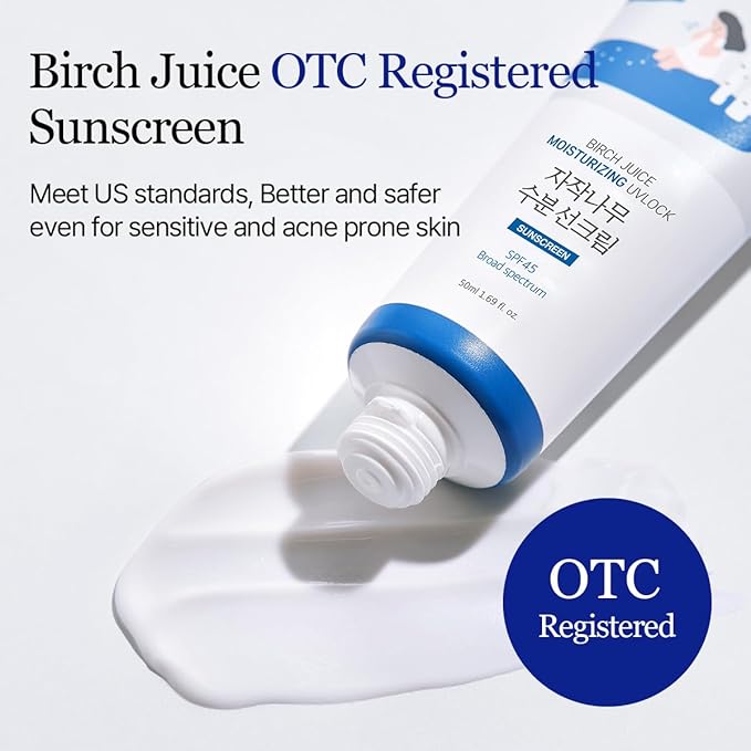 ROUND LAB Birch Juice Moisturizing UV LOCK SPF 45 1+1 (2-pack), Hydrating Lotion-like Lightweight Glow Sunscreen for Sensitive Skin, No White Cast, Fragrance-Free, Protector Solar, Korean Sunscreen