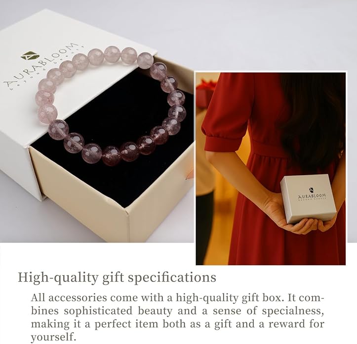 8mm Natural Gemstone Beaded Bracelet for Women, Dainty Round Crystal Stretch Bracelets, Spiritual Healing & Calming Stone Jewelry Gift