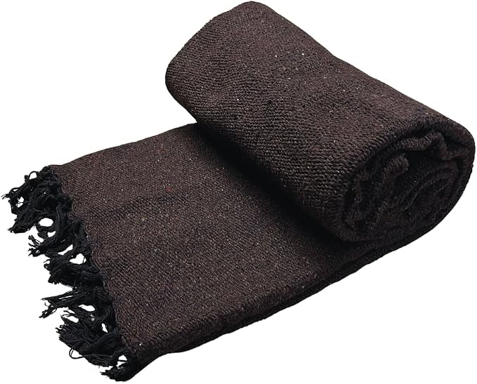 Open Road Goods Solid Color Mexican Yoga Blanket – Large Handwoven Throw for Yoga, Beach, Camping or Home – Soft and Durable Cotton Blend