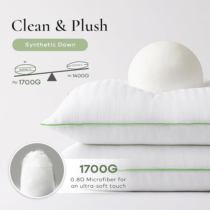 Ashler Home Deco Synthetic Down Pillow Inserts, 26x26 Down Alternative Throw Pillows Insert Sleeping Pillows with 100% Cotton Cover Decorative Pillow Stuffer for Sofa, Couch Bed(Set of 4, White)
