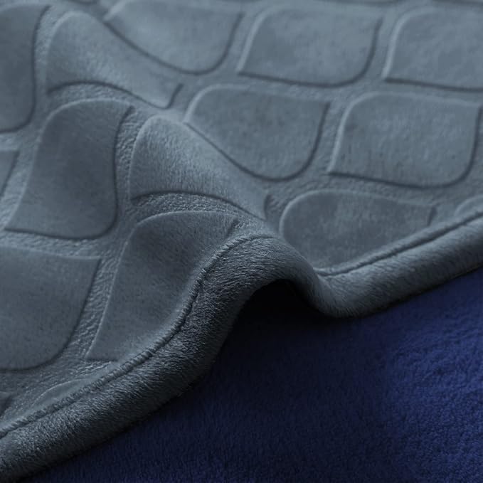fuguitex Waterproof Dog Blanket Bed Cover Dog Crystal Velvet Moroccan Fuzzy Cozy Plush Pet Blanket Throw Blanket for Couch Sofa(68 * 82 inch, Blue+Navy)