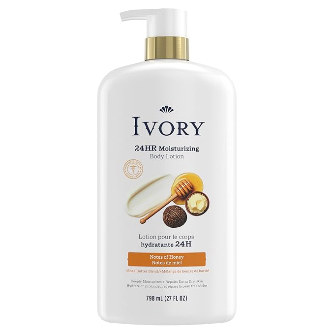 Ivory Hand & Body Lotion, 24hr Moisturizing, Repairs Extra Dry Skin, All Day Hydration, Lightweight Formula, Absorbs Instantly, Perfect for Daily Use, Shea Butter Blend, Honey Scent, 27 fl oz