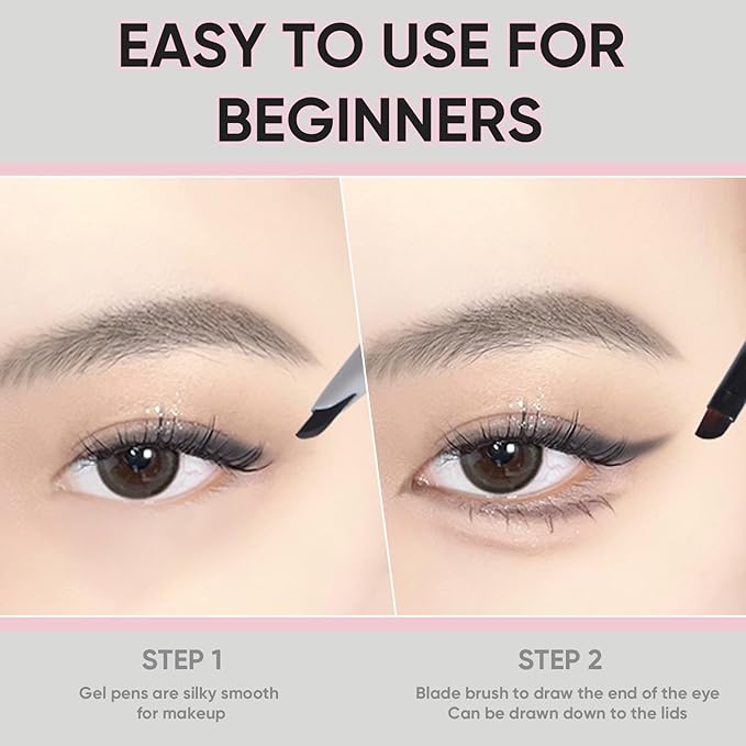 Waterproof Gel Eyeliner Pencil - Highly Pigmented, Smudge-proof, Ultra-Fine Tip for Precise Eye Makeup - Built-in Brush for Easy Application - Ideal for women & girls (03 Coffee)