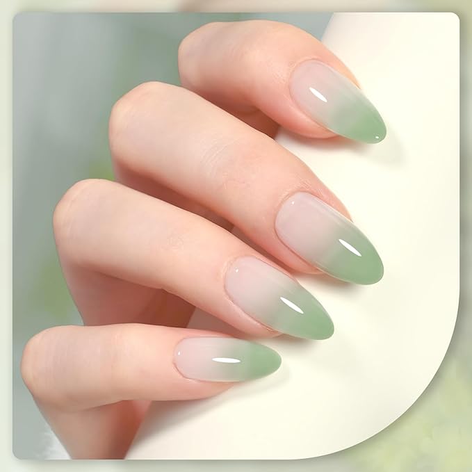 GAOY Jelly Gel Nail Polish, 16ml Sheer Green Translucent Soak Off Gel Polish, UV Light Cure for Nail Art DIY, 2135 Light Jade