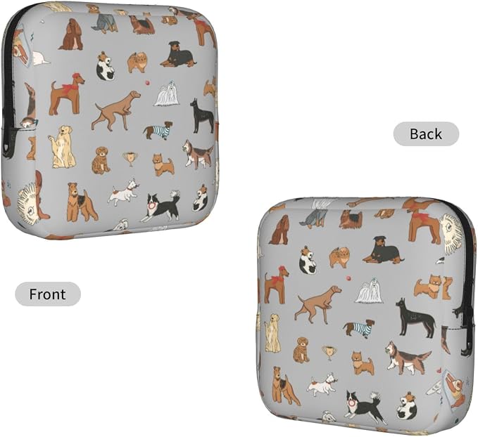 Dog Dogs Funny Pets Period Bag For Women,Portable Sanitary Napkin Period Pad Pouch For Purse, Small Make Up Bags