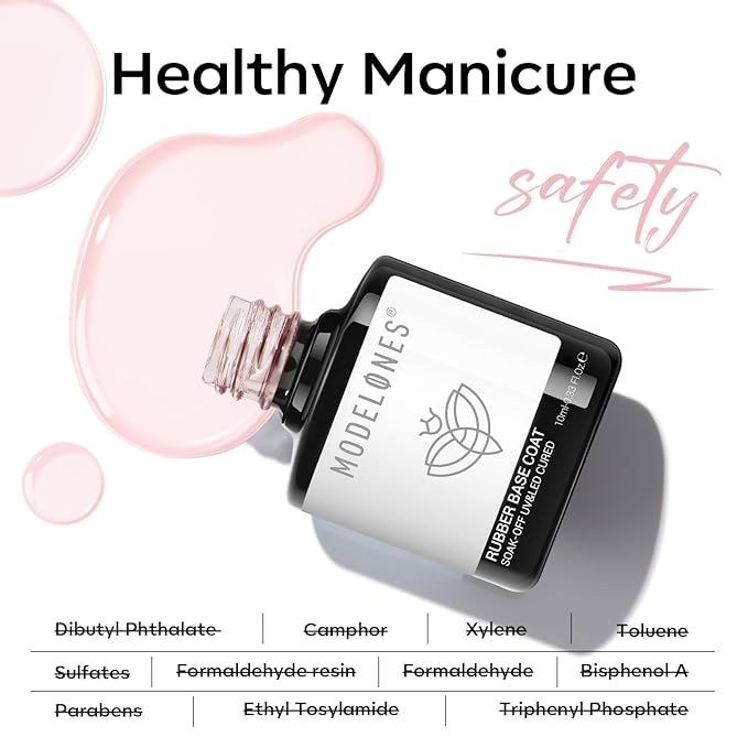 modelones Builder Rubber Gel Base Coat for Nails, Sheer Light Pink Rubber Base Gel Nail Polish for Strengthen Apex Building Extension Protect Weak Nails Long Last U V Manicure Gift for Women