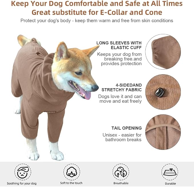 Dog Pajamas for Large Dogs,Extra Large Stretch, Suitable for Adult, Medium-Sized Dogs, Large Pet Jumpsuit Four-Legged Dog Clothes, Pet Clothing. (Coffee Color, 2XL)