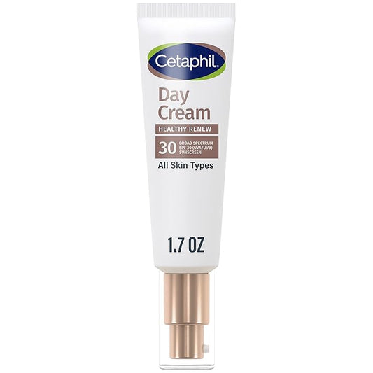 Cetaphil Healthy Renew Moisturizing Day Cream 1.7 Oz, Daily Moisturizer with SPF 30, Skin Tightening Anti Wrinkle Cream for Face with Peptides, Fragrance Free, Retinol Alternative For Sensitive Skin