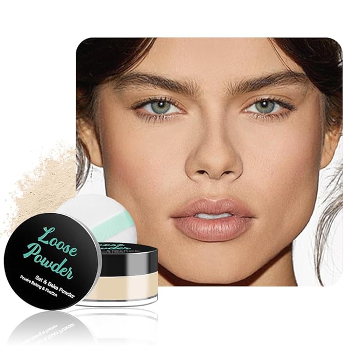Loose Setting Powder - Translucent Finishing Powder for Face With Built-in Puff, Oil Control & Pore Blurring, Soft Matte Makeup, Vegan & Long Lasting, Light Medium 03 (0.21 oz)