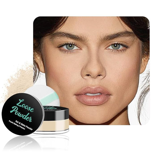 Loose Setting Powder - Translucent Finishing Powder for Face With Built-in Puff, Oil Control & Pore Blurring, Soft Matte Makeup, Vegan & Long Lasting, Light Medium 03 (0.21 oz)