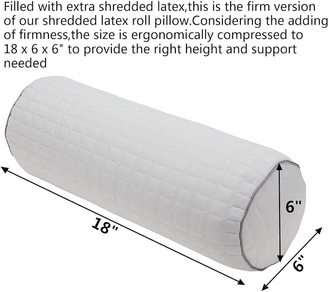 Kingnex Bolster Roll Pillow for Sleeping on Back or Side Under Knee to Relief Lower Back Pain Between Legs for Side Sleepers Cylinder Pillow with Removable Cooling Cover 18x6