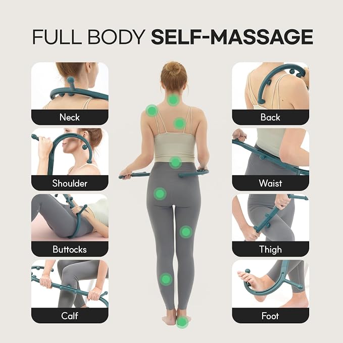 HuBDIC HubiCare Massage Stick, Trigger Point Cane, Body Deep Tissue, Handheld Back, Neck, Shoulder, Leg and Feet, Muscle Release Tool Self Massage Hook Cane for Women & Men (Beige)