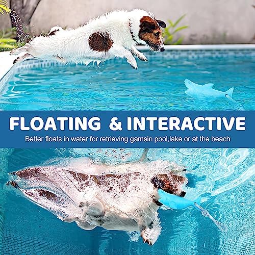 Floating Dog Chew Toy for Aggressive Chewers, Pool With Rope for Interactive Fetch & Play, Beach Set (Shark)